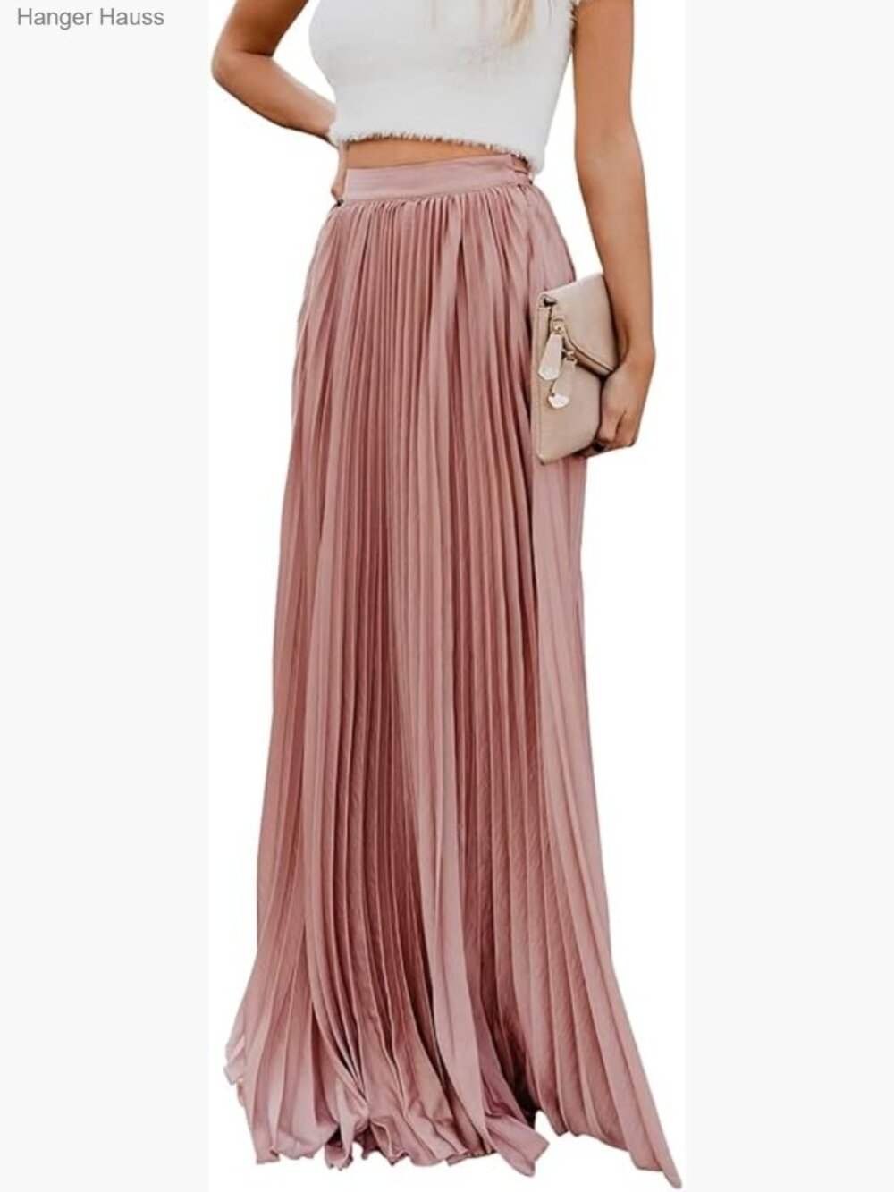 High Waist Flowy Pleated Chiffon Maxi Skirt with Pockets